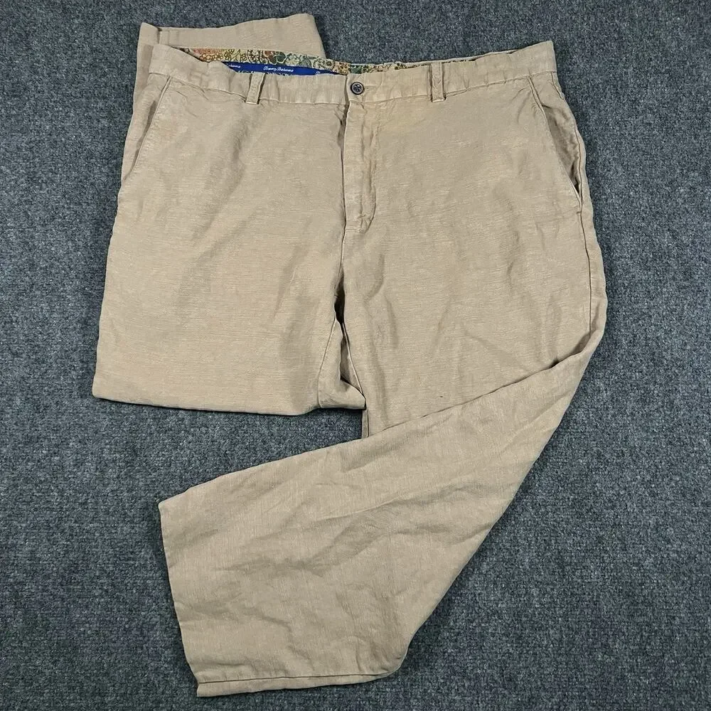 Tommy Bahama Pants Mens 39x26 Linen Tencel Blend Drawstring Relaxed Casual